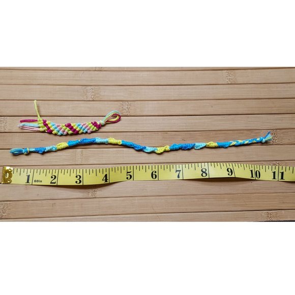 Girls Women's Handmade Embroidery Floss 10" Bracelet and Charm Keychain Set. - Picture 2 of 2